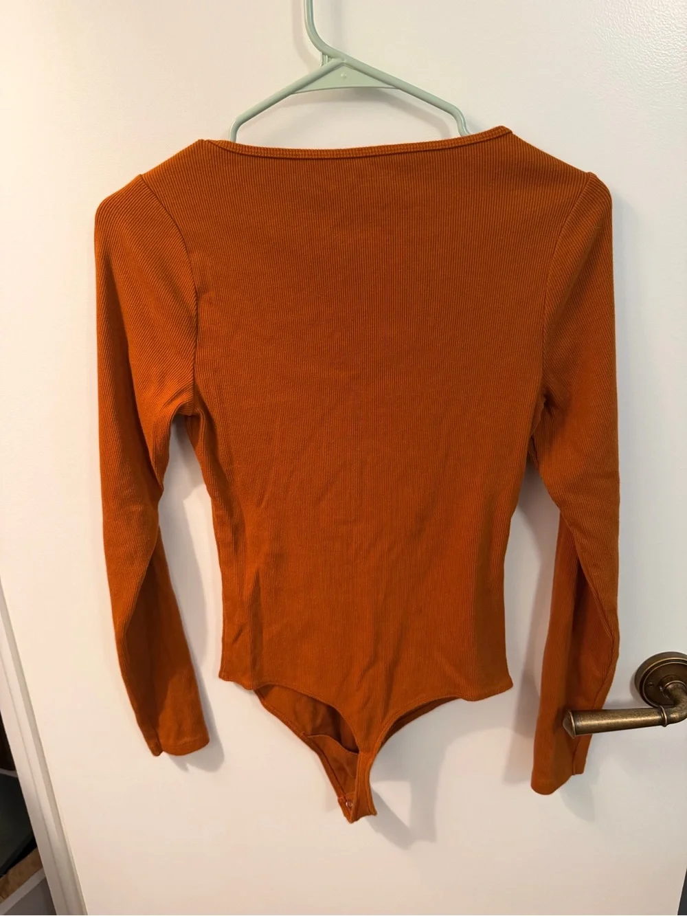 Abercrombie & Fitch Ribbed Bodysuit Burnt Orange Long Sleeve Size M